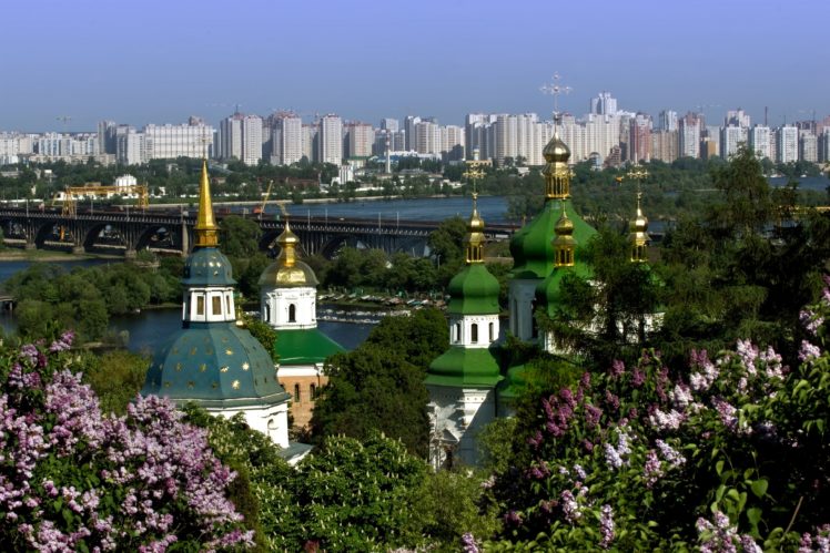 ukraine, Houses, Bridges, Temples, Lilac, Cities HD Wallpaper Desktop Background