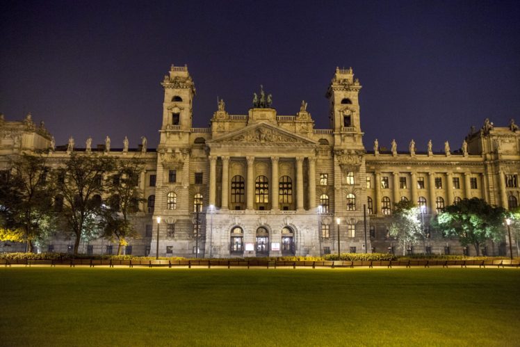 budapest, Hungary, Palace, Lawn, Night, Street, Lights, Cities HD Wallpaper Desktop Background