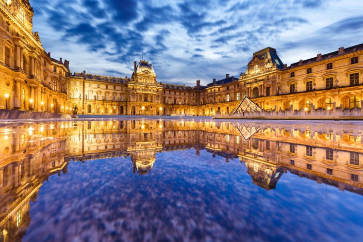 france, Sky, Water, Paris, Palace, Night, Street, Lights, Le, Louvre, Cities HD Wallpaper Desktop Background