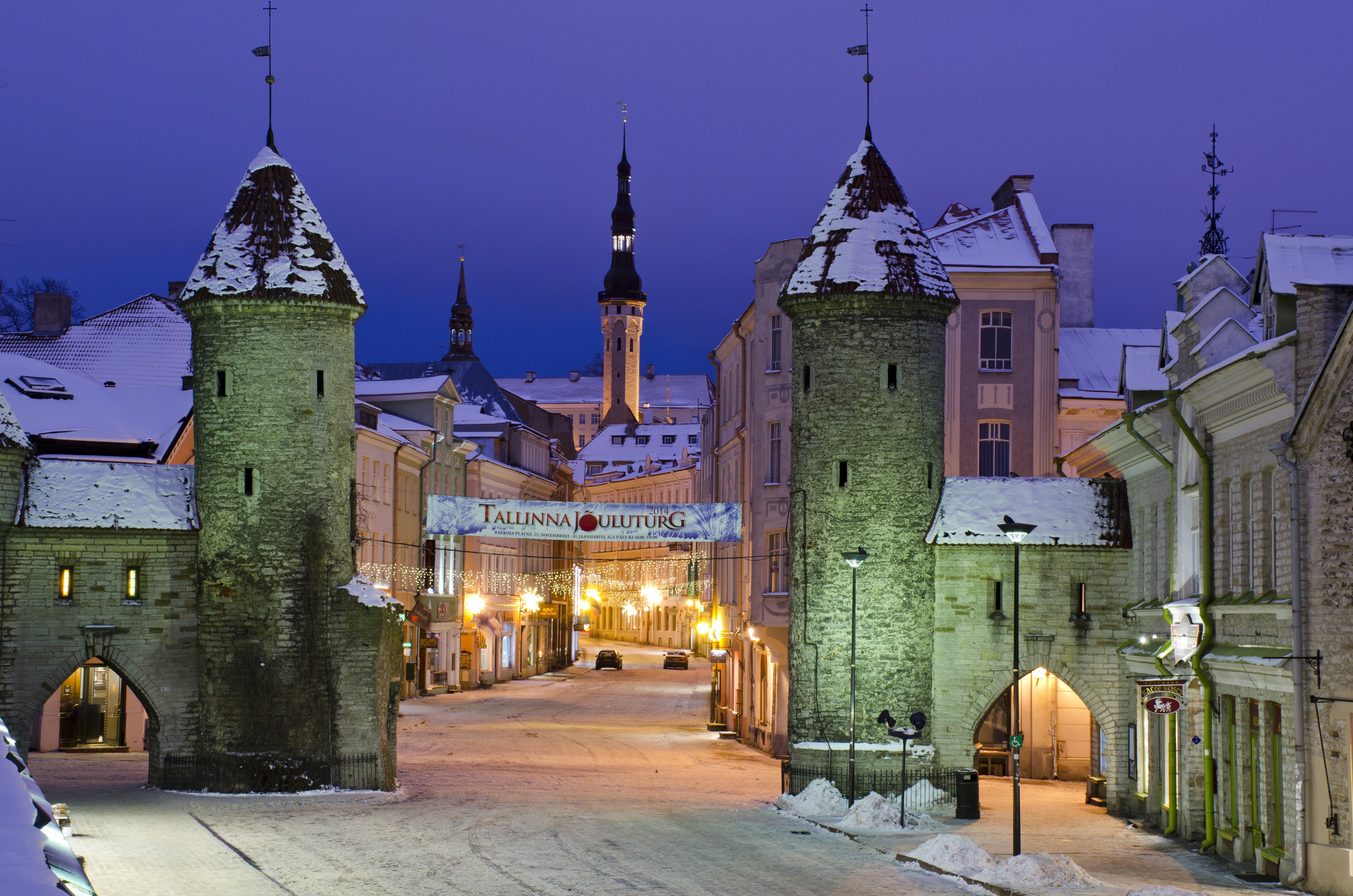 estonia, Winter, Houses, Street, Night, Street, Lights, Tallinn, Cities Wallpaper