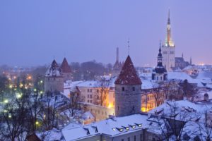 estonia, Houses, Winter, Night, Tallinn, Cities