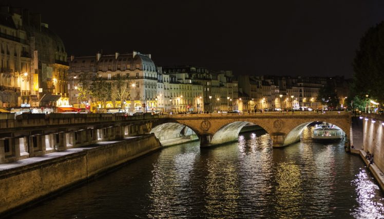 france, Houses, Rivers, Bridges, Paris, Night, Street, Lights, Cities HD Wallpaper Desktop Background