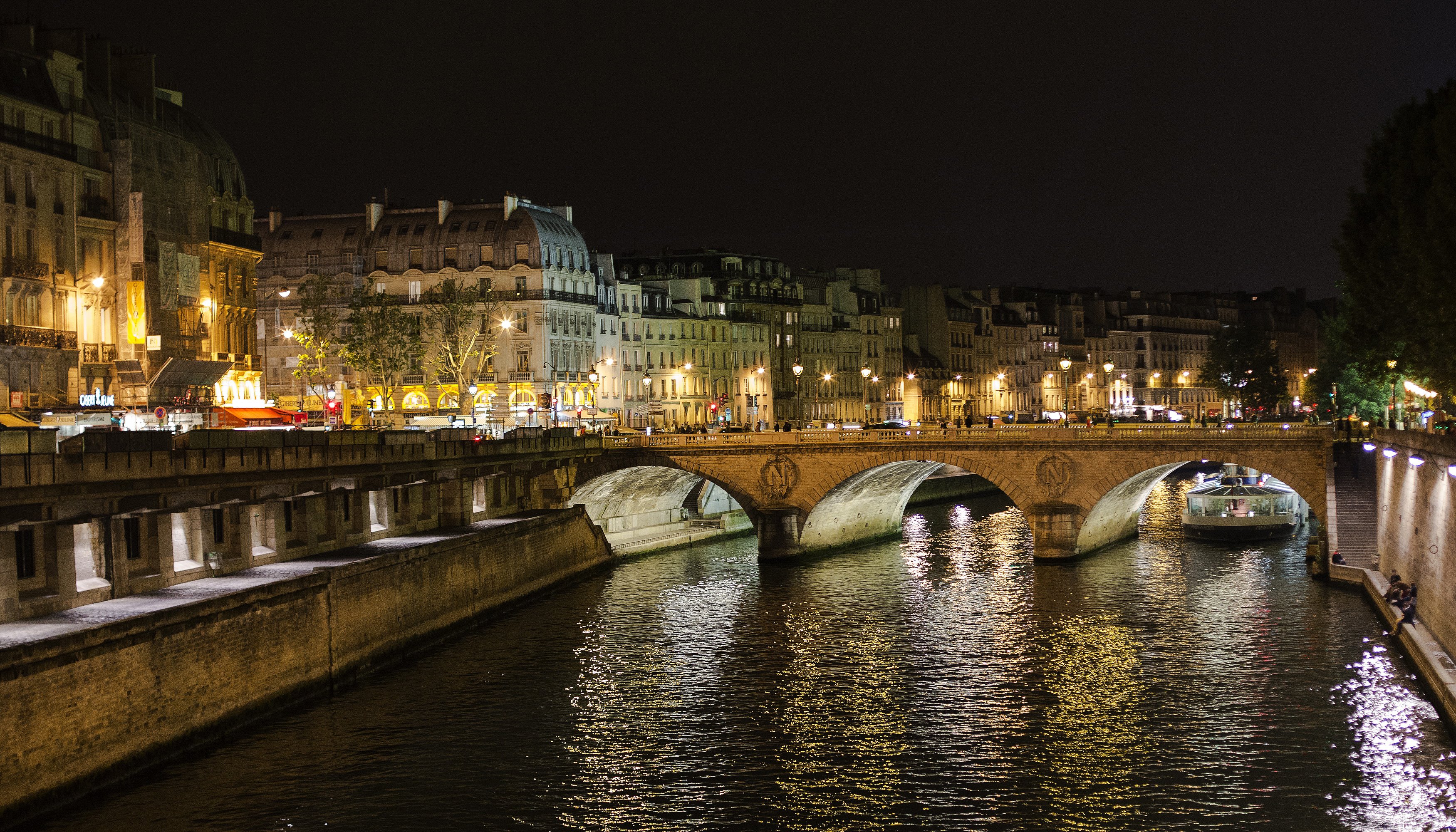 france, Houses, Rivers, Bridges, Paris, Night, Street, Lights, Cities Wallpaper