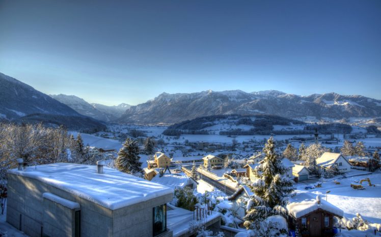 switzerland, Houses, Winter, Mountains, Snow, Kaltbrunn, Cities HD Wallpaper Desktop Background