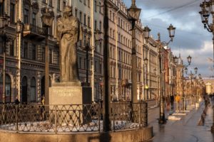 russia, Monuments, St, Petersburg, Street, Street, Lights, Nikolai, Gogol, Cities