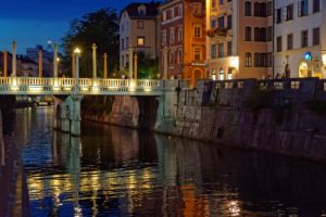 slovenia, Houses, Rivers, Bridges, Night, Ljubljana, Cities