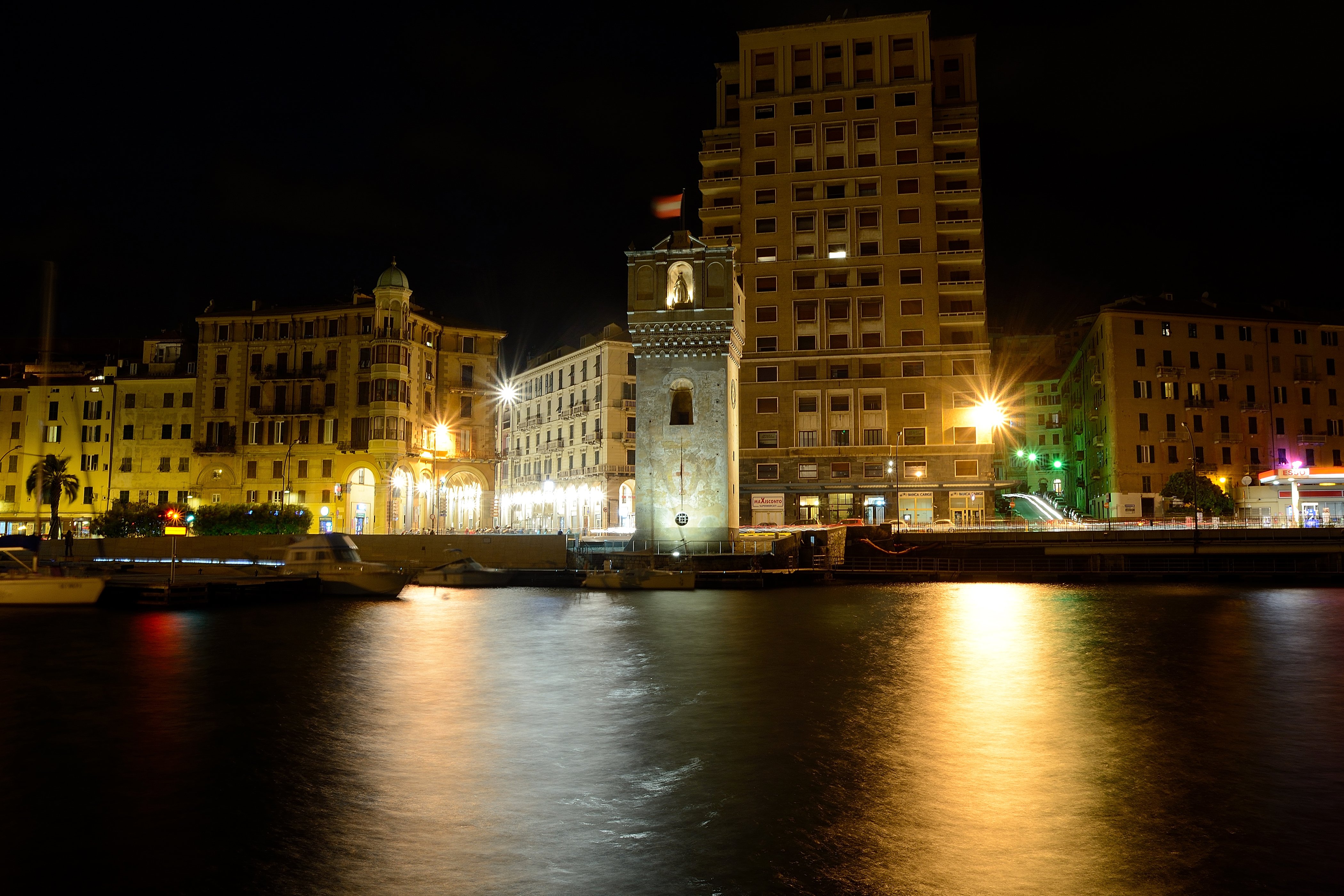 italy, Houses, Rivers, Marinas, Night, Street, Lights, Savona, Cities Wallpaper