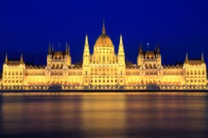 budapest, Hungary, Rivers, Palace, Night, Street, Lights, Cities