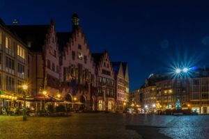 houses, Germany, Night, Street, Frankfurt, Cities