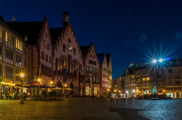 houses, Germany, Night, Street, Frankfurt, Cities HD Wallpaper Desktop Background