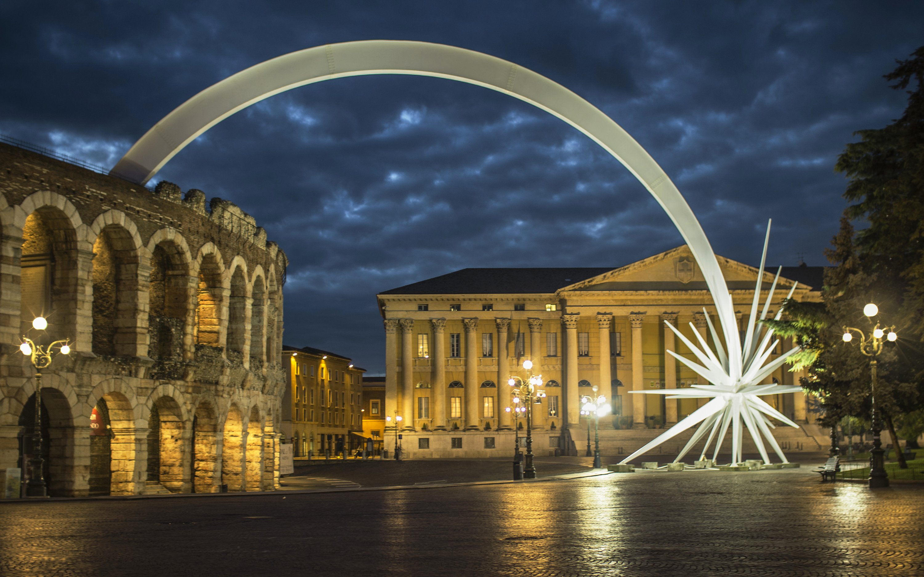 italy, Houses, Night, Street, Lights, Street, Verona, Cities Wallpaper
