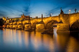 bridges, Rivers, Prague, Czech, Republic, Night, Charles, Bridge, Cities