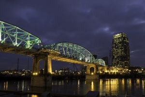 usa, Houses, Rivers, Bridges, Night, Street, Lights, Nashville, Tennessee, Cities