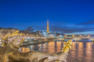 bridges, Sky, Sculptures, France, Rivers, Eiffel, Tower, Night, Paris, Seine, Cities