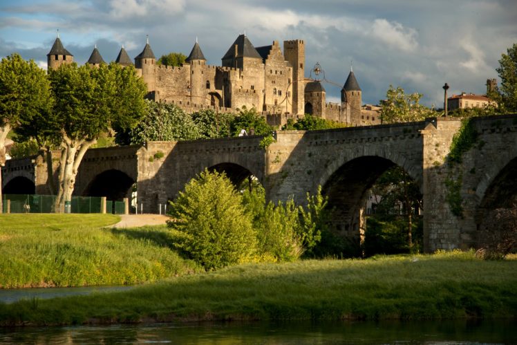 france, Fortress, Bridges, Trees, Shrubs, Carcassonne, Cities HD Wallpaper Desktop Background