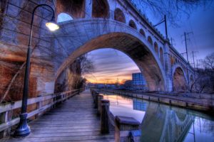 bridges, Rivers, Evening, Usa, Street, Lights, Canal, Manayunk, Philadelphia, Cities