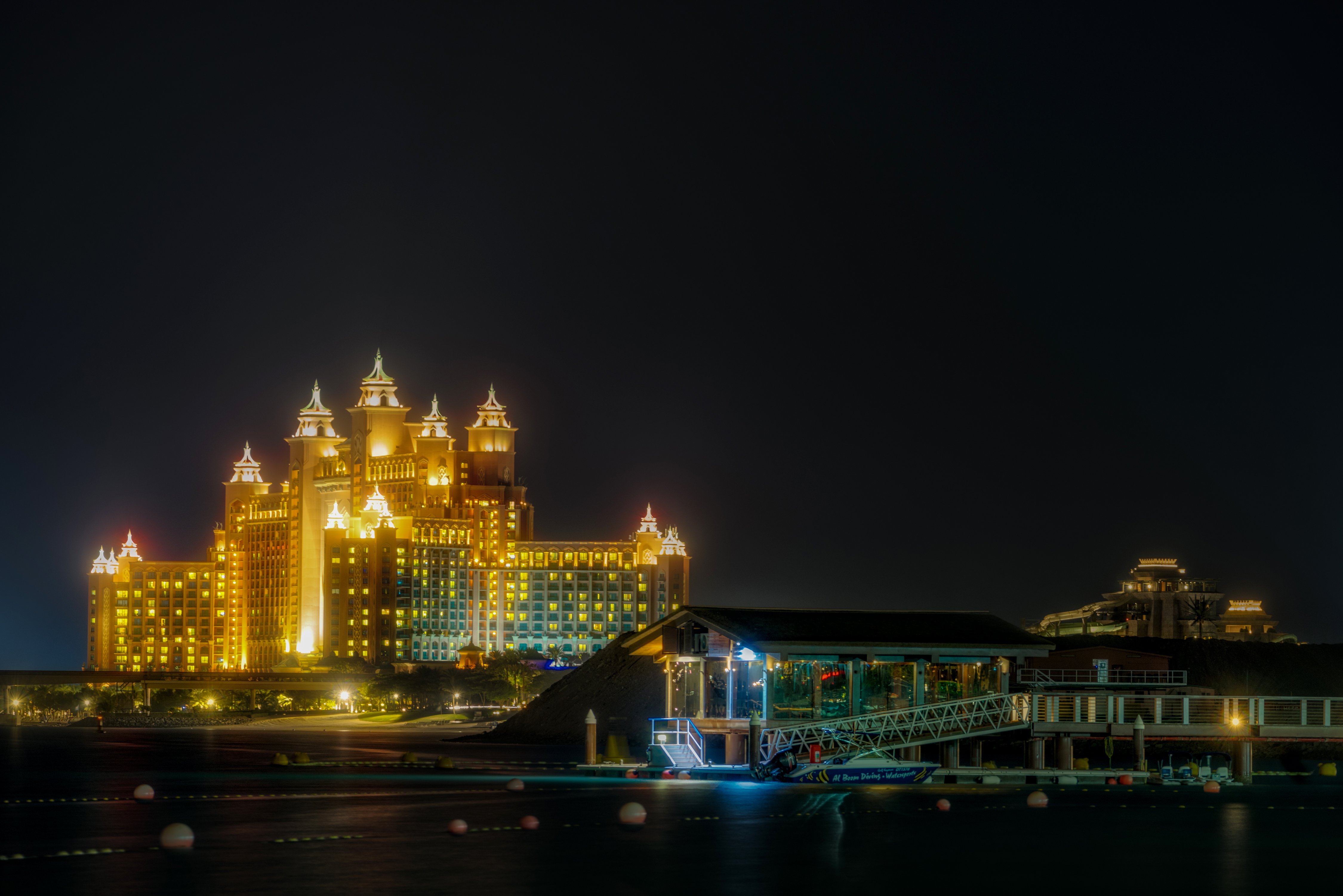 dubai, Houses, Night, Street, Lights, Cities Wallpaper