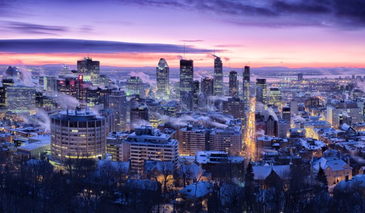 canada, Houses, Winter, Sky, Megapolis, Night, Montreal, Quebec, Cities HD Wallpaper Desktop Background