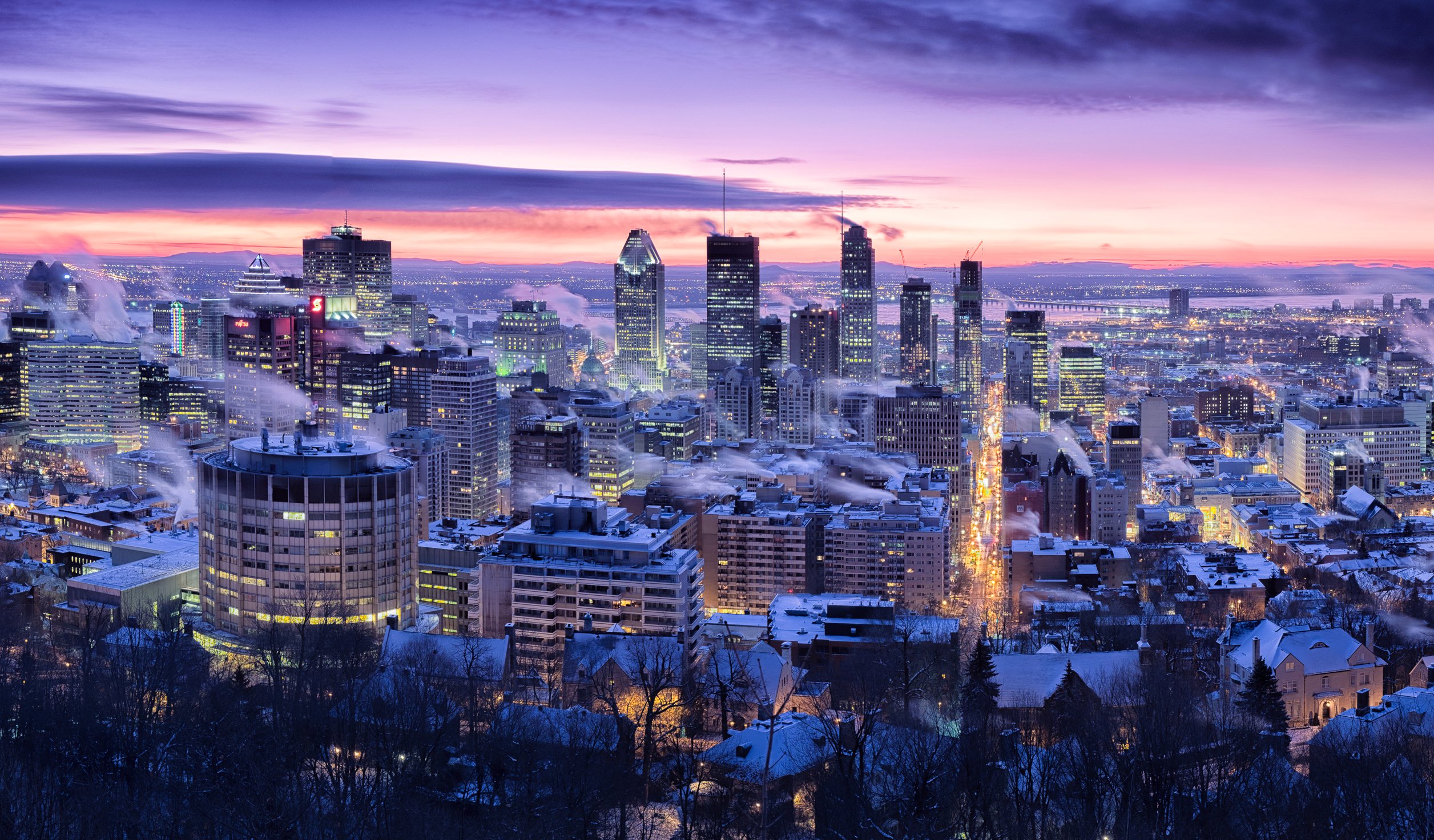 canada, Houses, Winter, Sky, Megapolis, Night, Montreal, Quebec, Cities Wallpaper