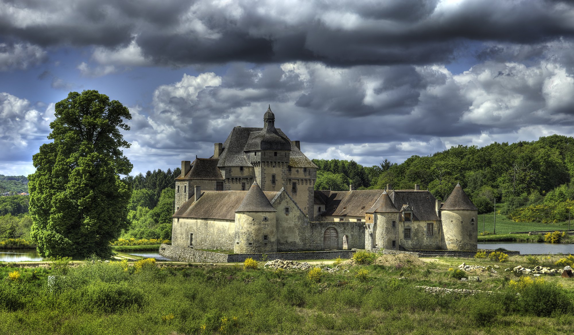 castle, France, Hdr, Clouds, Chateau, Du, Theret, La, Sauniere, Cities Wallpaper