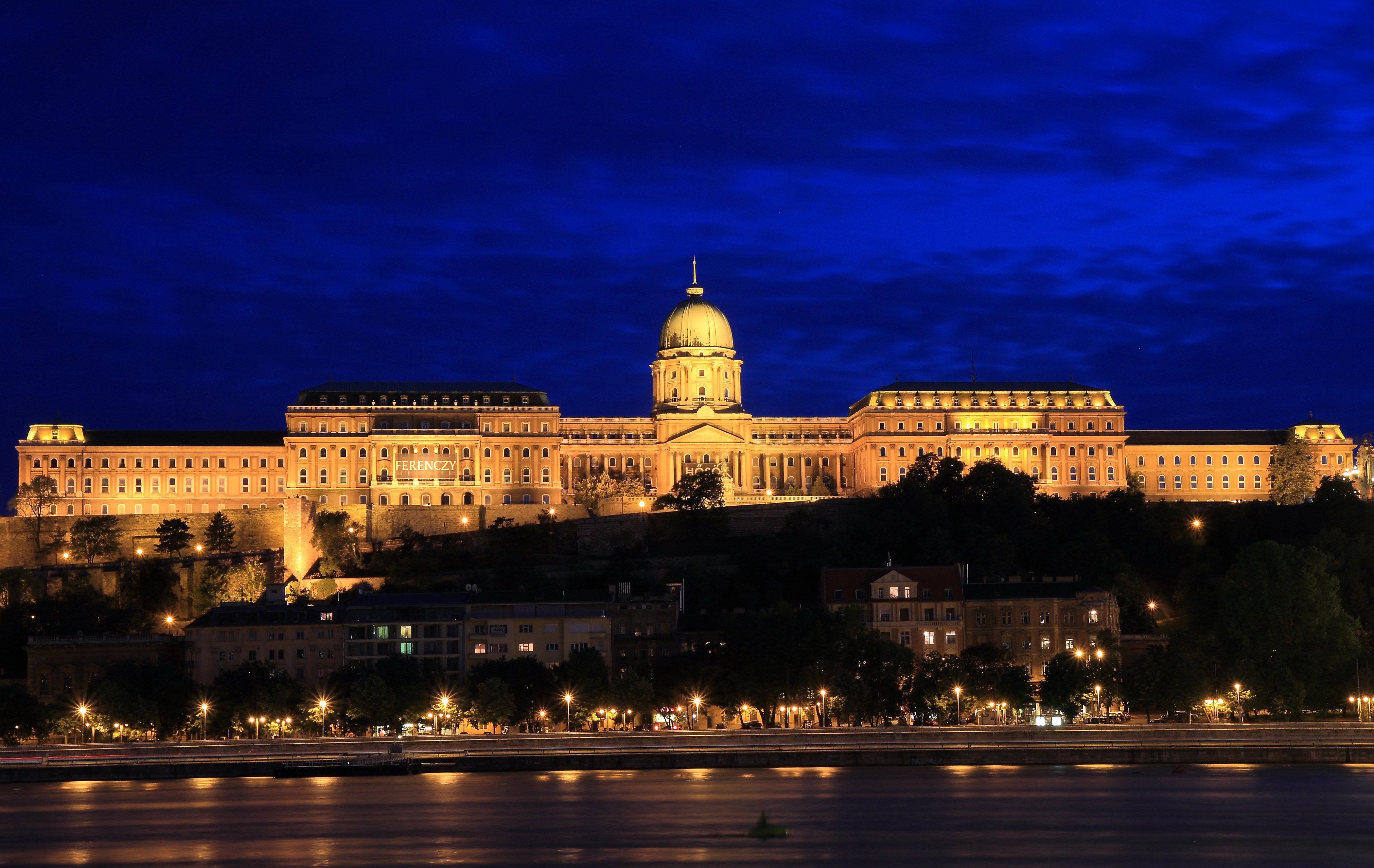 budapest, Hungary, Castles, Houses, Sky, Night, Street, Lights, Buda, Castle, Cities Wallpaper