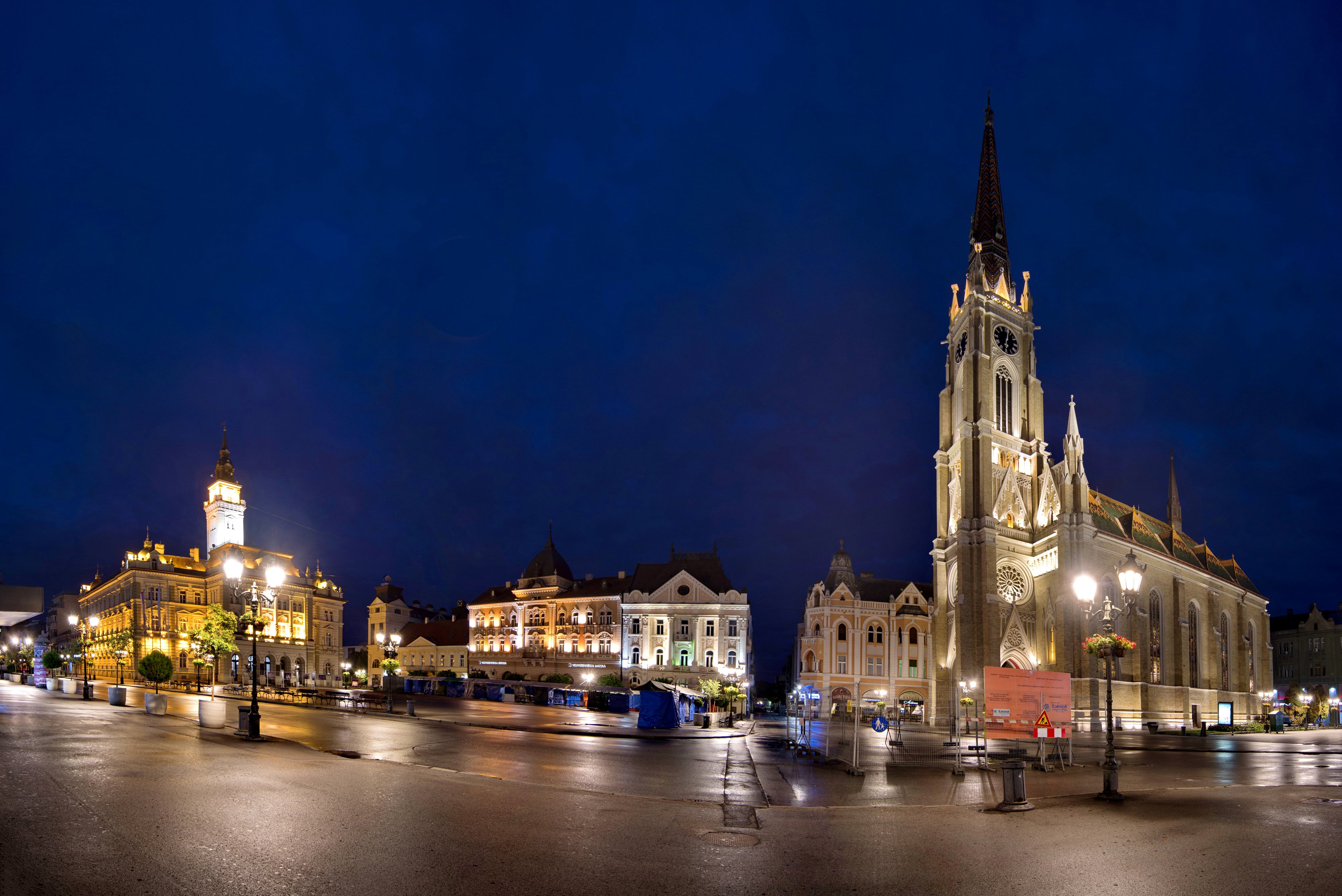 houses, Serbia, Street, Night, Street, Lights, Novi, Sad, Cities Wallpaper