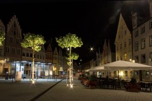houses, Germany, Night, Street, Trees, Cafe, Bavaria, Landsberg, Cities