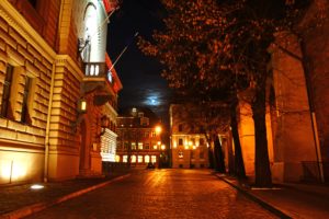 latvia, Houses, Street, Night, Street, Lights, Riga, Cities