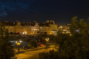 poland, Houses, Night, Street, Lights, Lublin, Cities