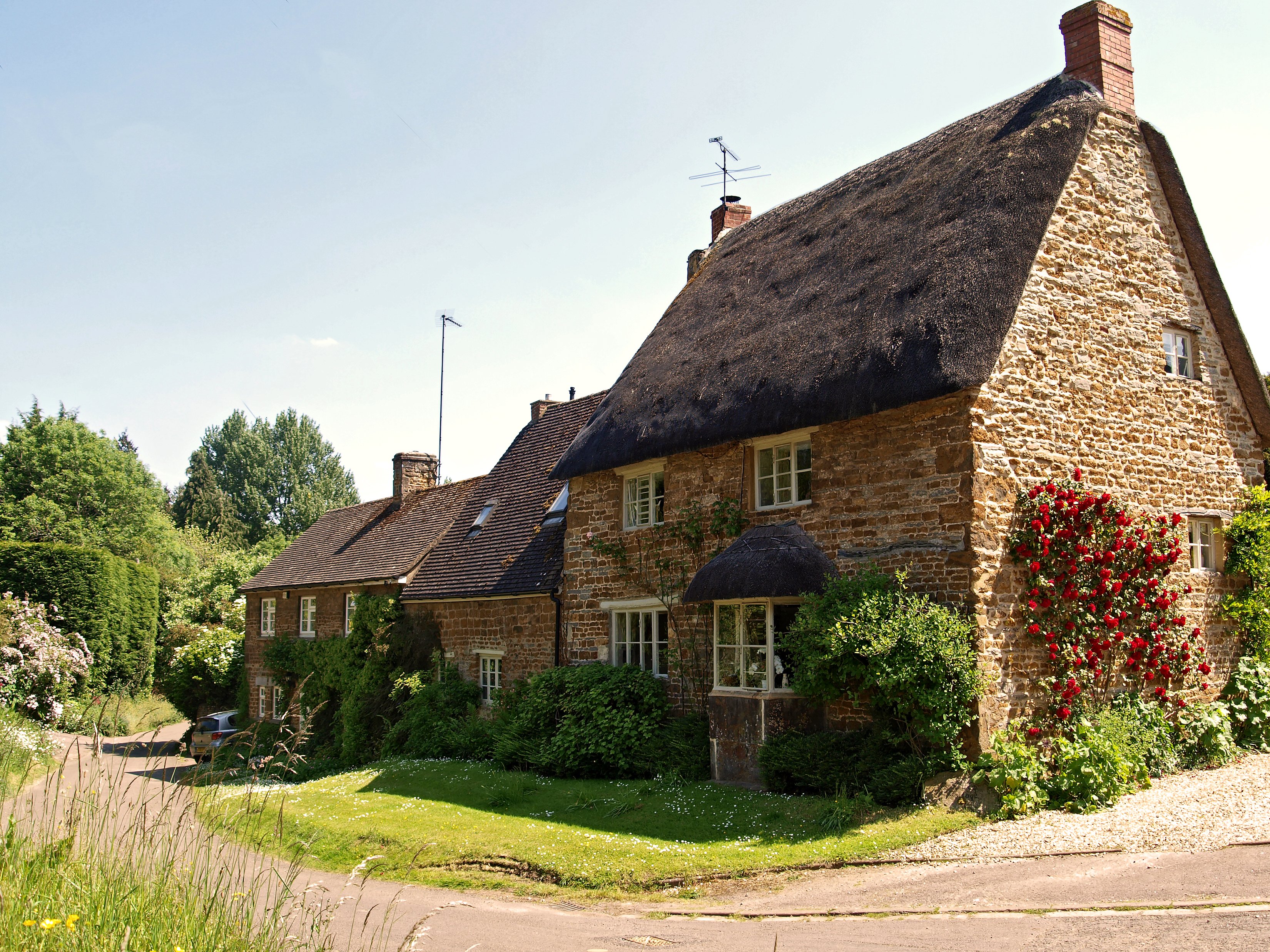 united, Kingdom, Houses, Street, Shrubs, Grass, Hook, Norton, Cities Wallpaper