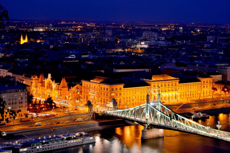 budapest, Hungary, Houses, Rivers, Bridges, Street, Night, Street, Lights, Cities HD Wallpaper Desktop Background