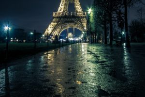 france, Paris, Street, Eiffel, Tower, Night, Street, Lights, Trees, Cities