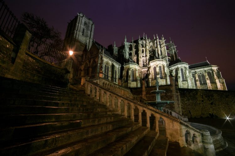 france, Temples, Night, Stairs, Cathedral, Le, Mans, Cities HD Wallpaper Desktop Background