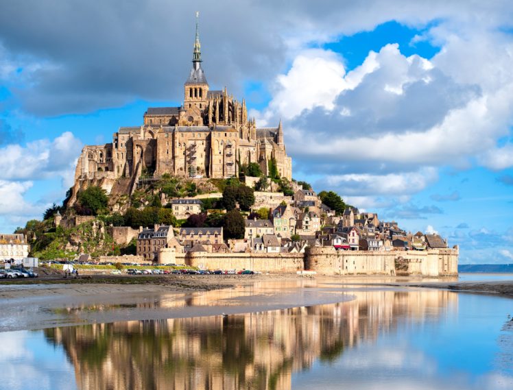 france, Island, Houses, Fortress, Sky, Clouds, Mont, Saint, Michel, Cities HD Wallpaper Desktop Background