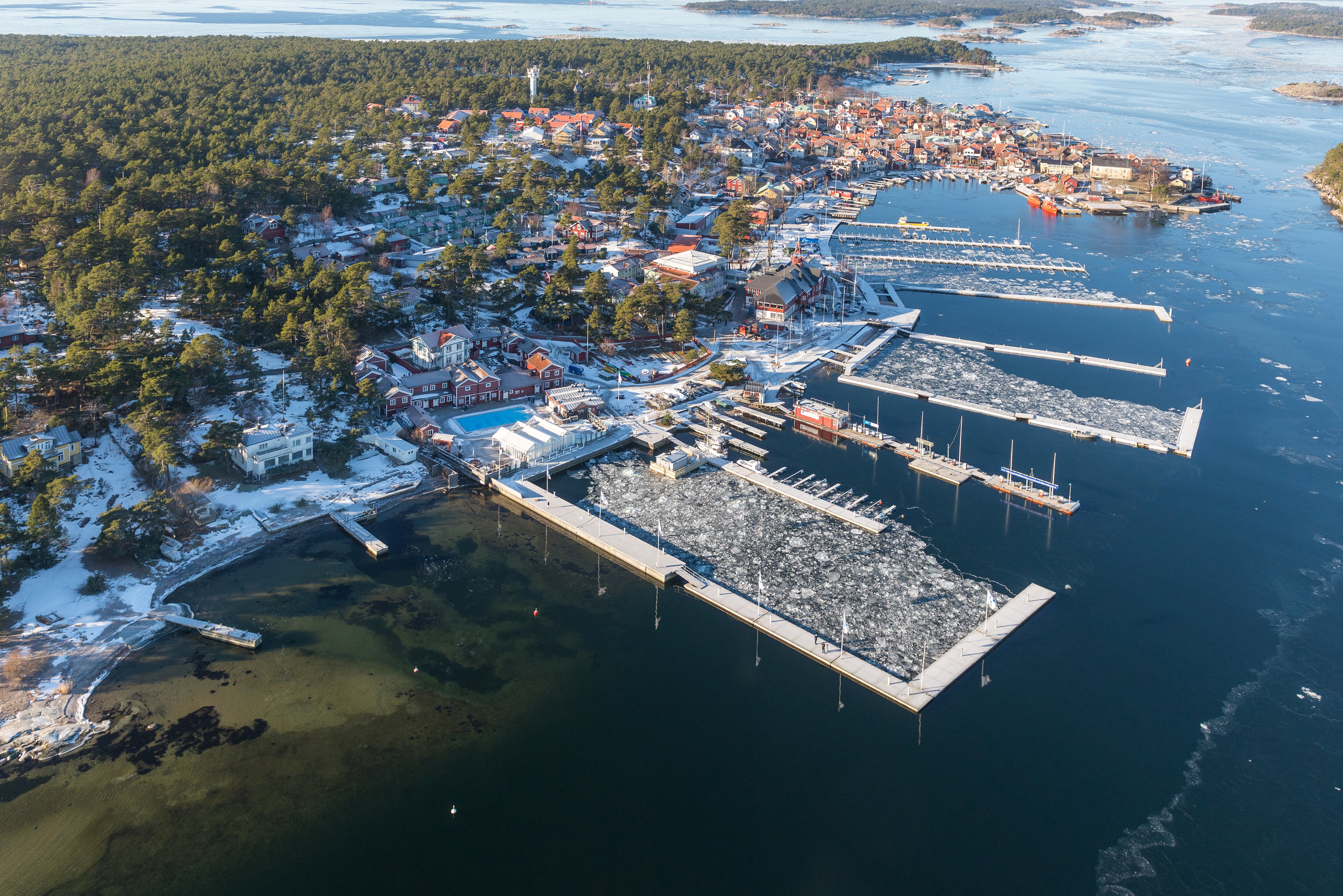 sweden, Houses, Marinas, Winter, From, Above, Sandhamn, Cities Wallpaper