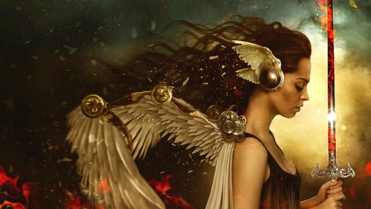 woman, Fantasy, Beautiful, Angel, Wings, Long, Hair HD Wallpaper Desktop Background