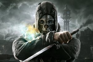 water, Video, Games, Clouds, Cityscapes, Robots, Smoke, Steampunk, Men, Clocks, Weapons, Fantasy, Art, Glowing, Boats, Capes, Swords, Dishonored