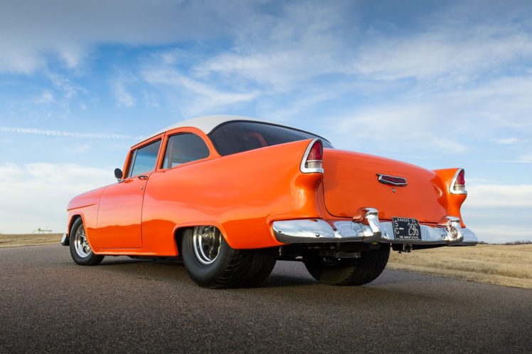 1955, Chevrolet, 150, Pro, Streeter, Cars, Classic, Orange HD Wallpaper Desktop Background