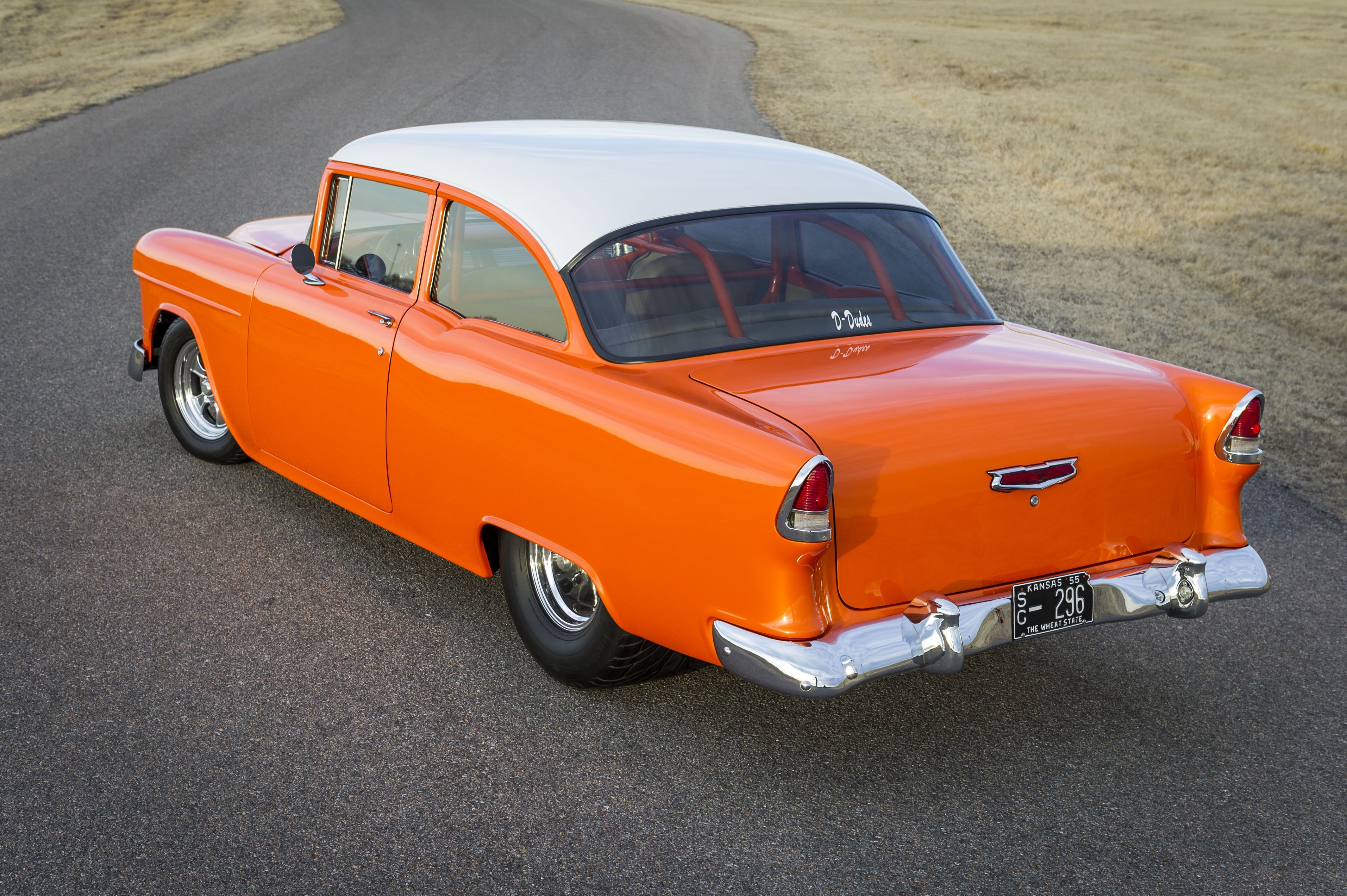1955, Chevrolet, 150, Pro, Streeter, Cars, Classic, Orange Wallpaper