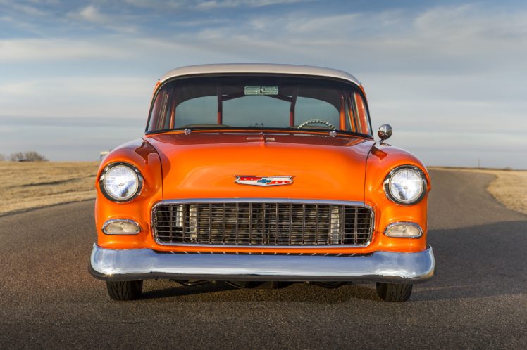 1955, Chevrolet, 150, Pro, Streeter, Cars, Classic, Orange HD Wallpaper Desktop Background