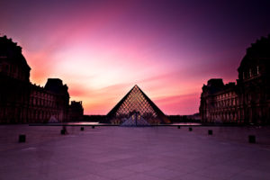 sunset, At, Louvre