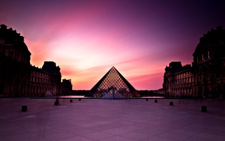 sunset, At, Louvre HD Wallpaper Desktop Background