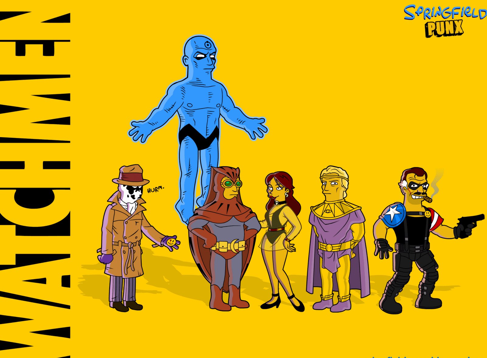 watchmen, Action, Sci fi, Comics, Superhero, Dc comics, Poster, Simpsons Wallpaper