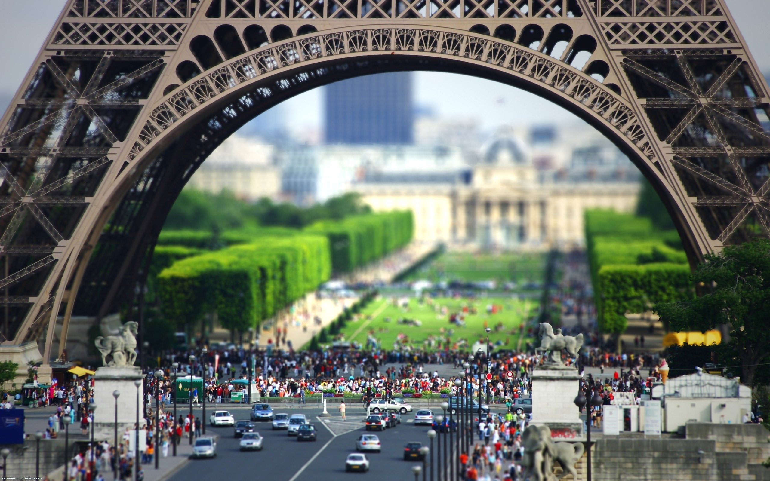 tilt shift, Of, Eiffel, Tower Wallpaper