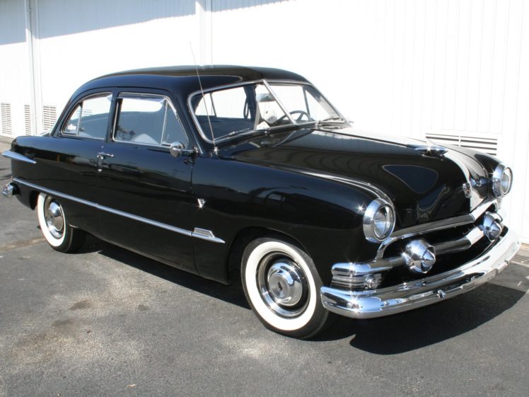 1951, Ford, Custom, Sedan, 2, Door, Black, Classic, Old, Vintage, Usa, 1536×1152 01 HD Wallpaper Desktop Background
