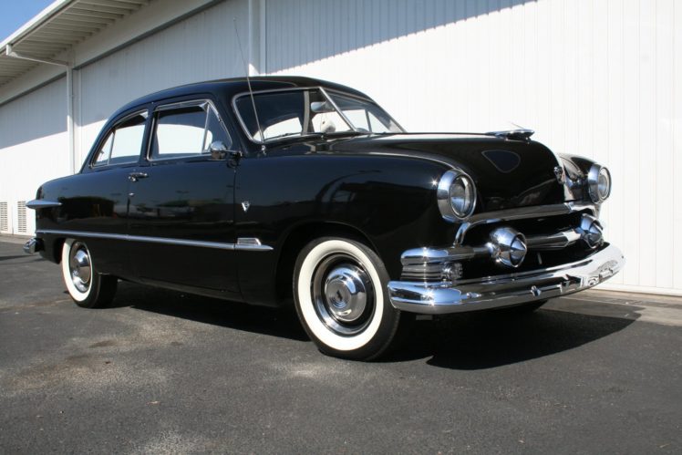 1951, Ford, Custom, Sedan, 2, Door, Black, Classic, Old, Vintage, Usa, 1536×1152 04 HD Wallpaper Desktop Background