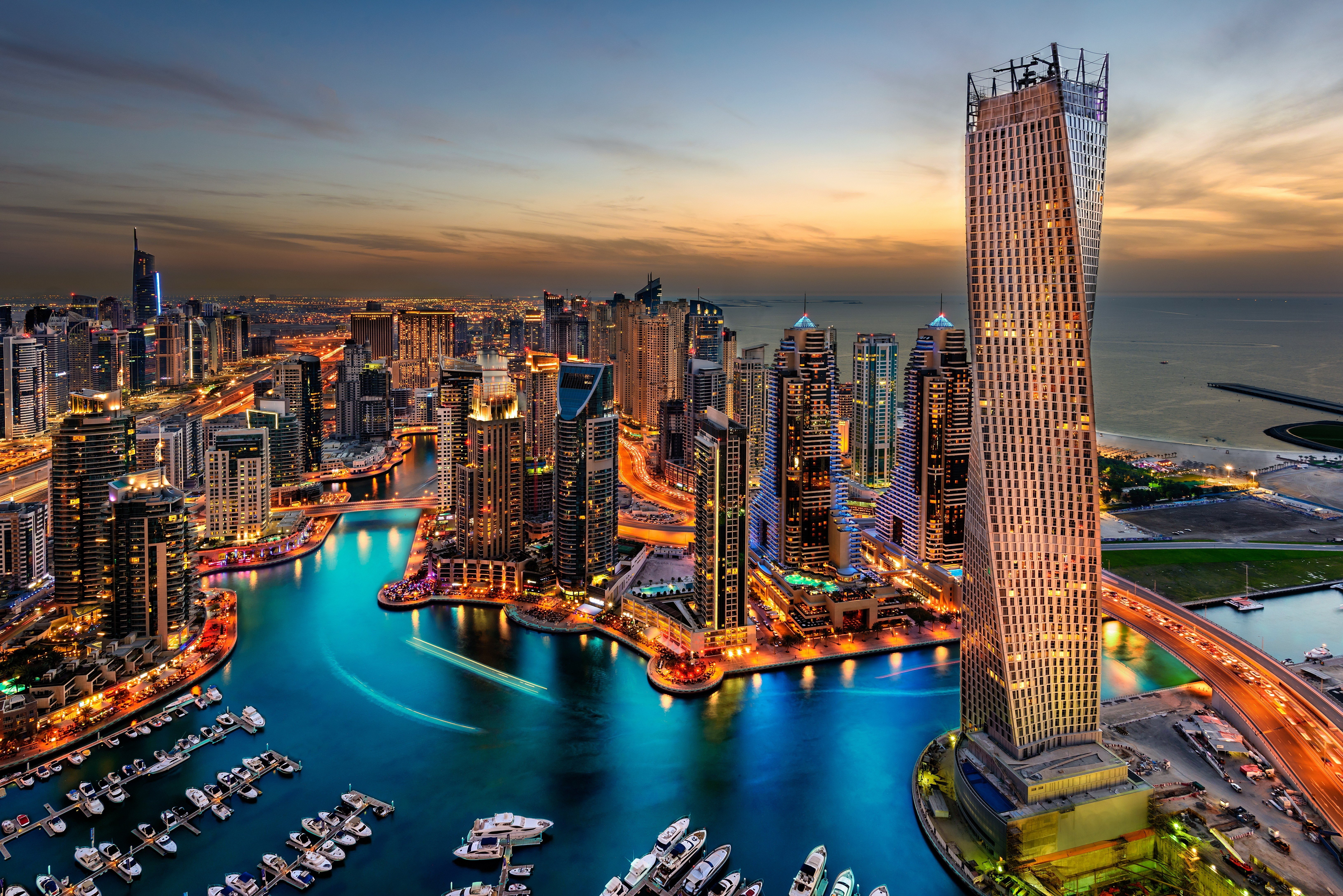 dubai, Uae, Buildings, Skyscrapers, Night Wallpaper