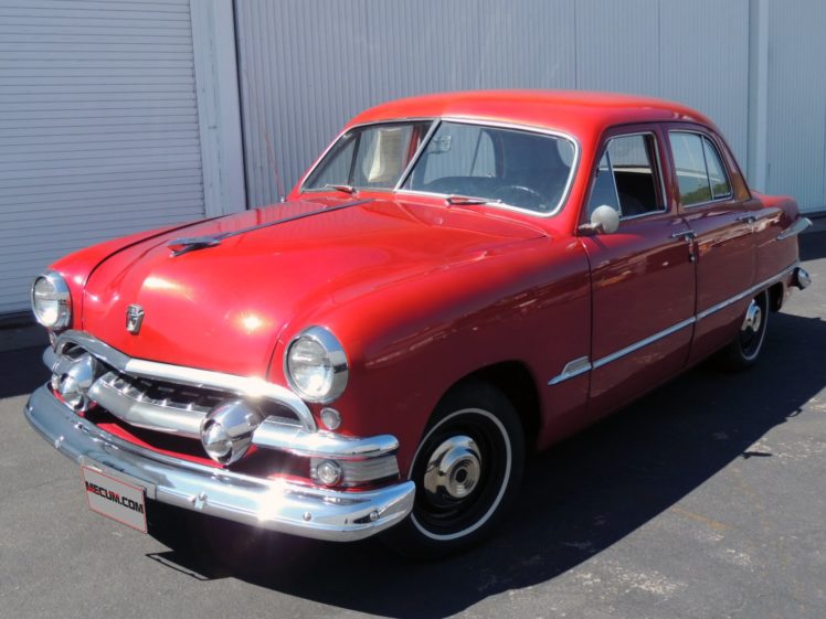 1951, Ford, Sedan, 4, Door, Red, Classic, Old, Vintage, Usa, 1520×1140 01 HD Wallpaper Desktop Background