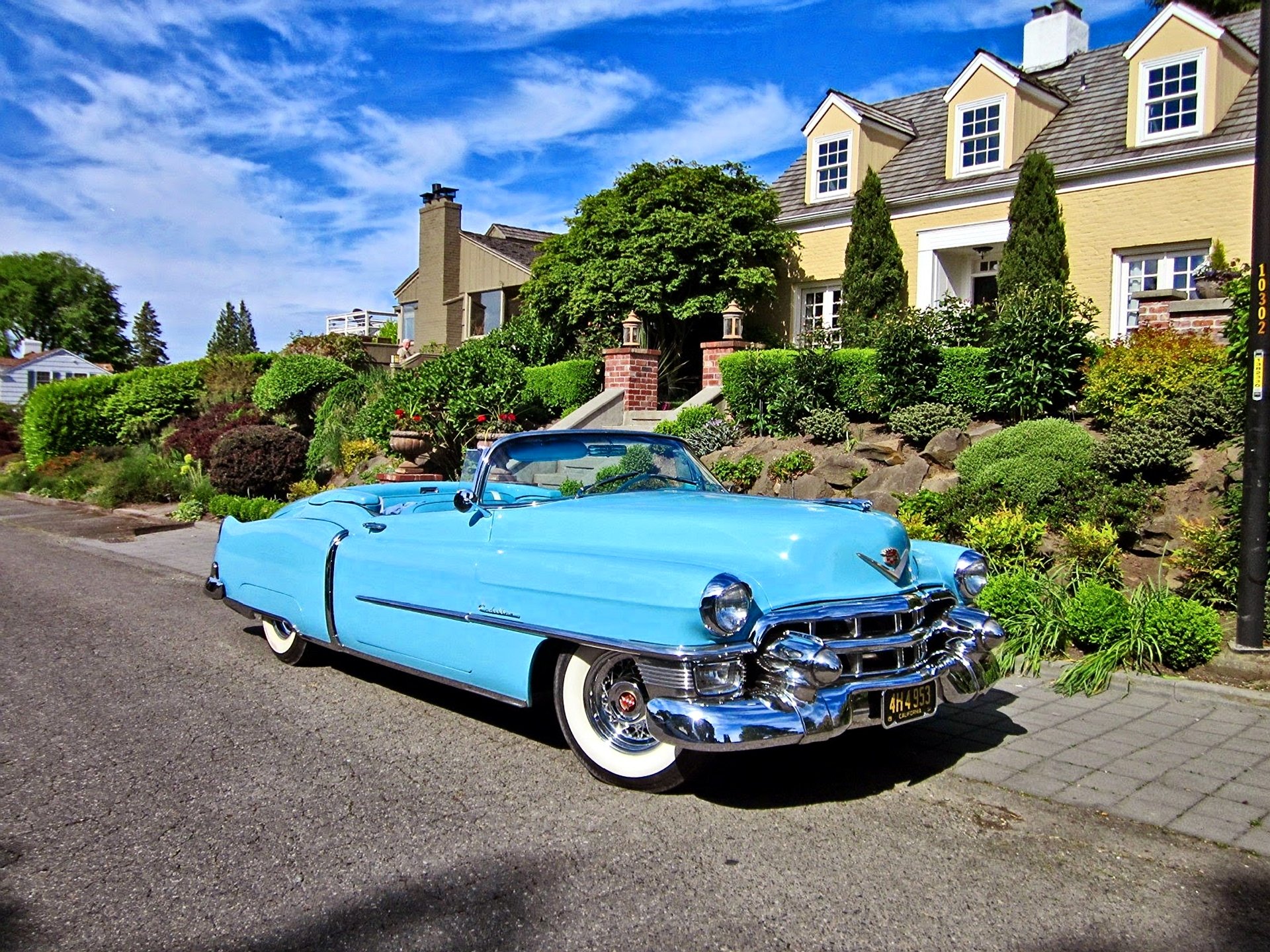 1953, Cadillac, Eldorado, Convertible, Blue, Classic, Old, Vintage