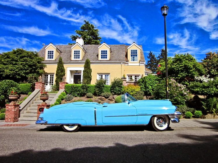 1953, Cadillac, Eldorado, Convertible, Blue, Classic, Old, Vintage, Original, Usa,  03 HD Wallpaper Desktop Background